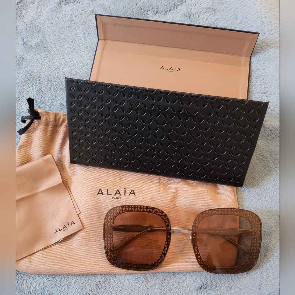 SOLD--Alaia Oversized Copper Gold Square Rim Sunglasses